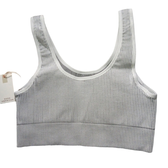 Good American White/Gray Ribbed Padded Sports Bra SZ 4/5 - Picture 4 of 10